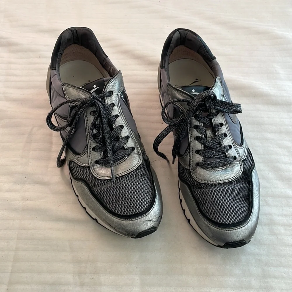 Voile Blanche leather nylon textile‎ sneakers black silver Size 37 US 7 - Picture 2 of 16